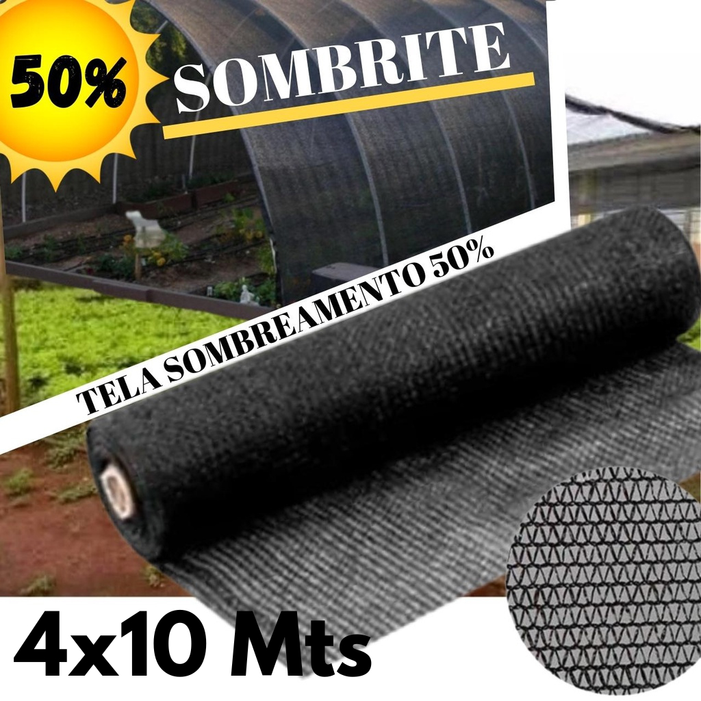 Tela Sombrite 50% 4x10 Mts para Horta Jardim Orquidário Estufa Viveiro Proteção UV Alta Resistente