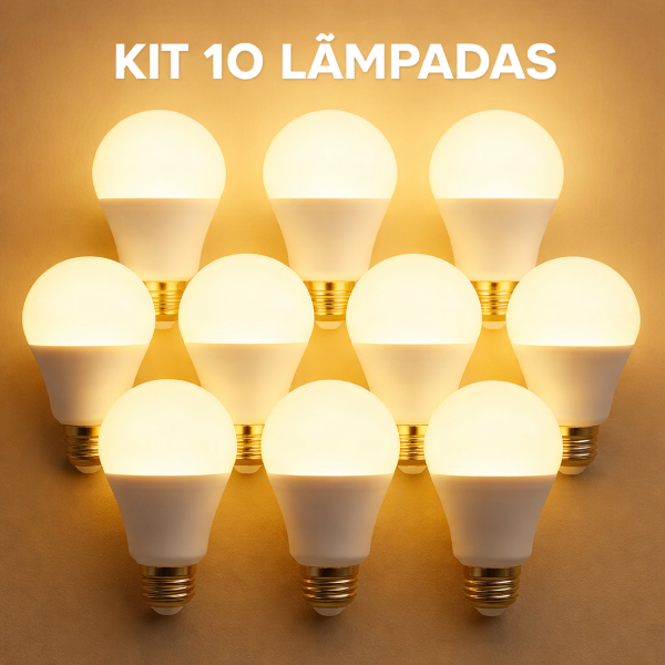 Kit 5/10/20 Lâmpada Led 15W 3000K Branco Quente em Oferta na Shopee