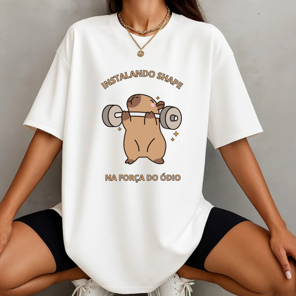 camiseta camisa blusa  feminina estampada academia musculação tendencia crossfit fitness  OVERSIZED