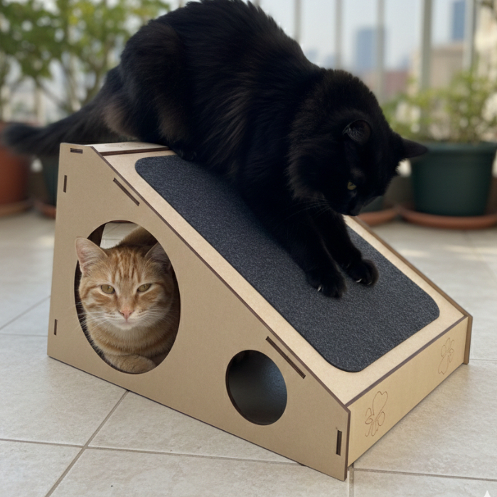 Arranhador Rampa Gatos Madeira MDF 4mm carpete Toca Antiestresse Protetor Moveis Afiar em Oferta na Shopee