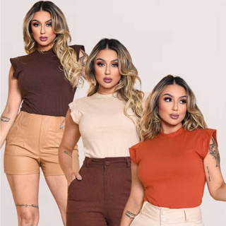 Kit 3 Blusas Femininas Estilosas Muscle tee Minimalista, Camiseta Muscle, T shirts feminina em Oferta na Shopee