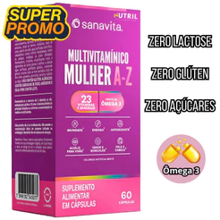 Multivitamínico Feminino Mulheres A-Z Sanavita - A Vitamina da Mulher - Antioxidante Imunidade Energia - Pele Cabelos