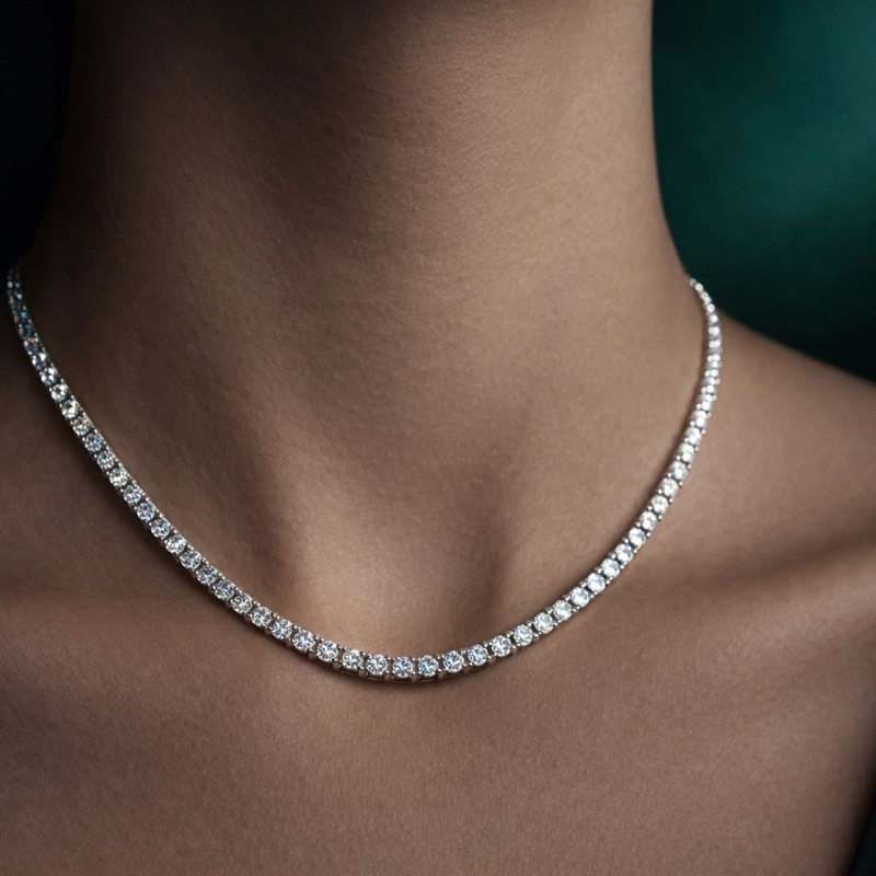 Choker Riviera com Pedras de 2mm 40cm em Prata 925
