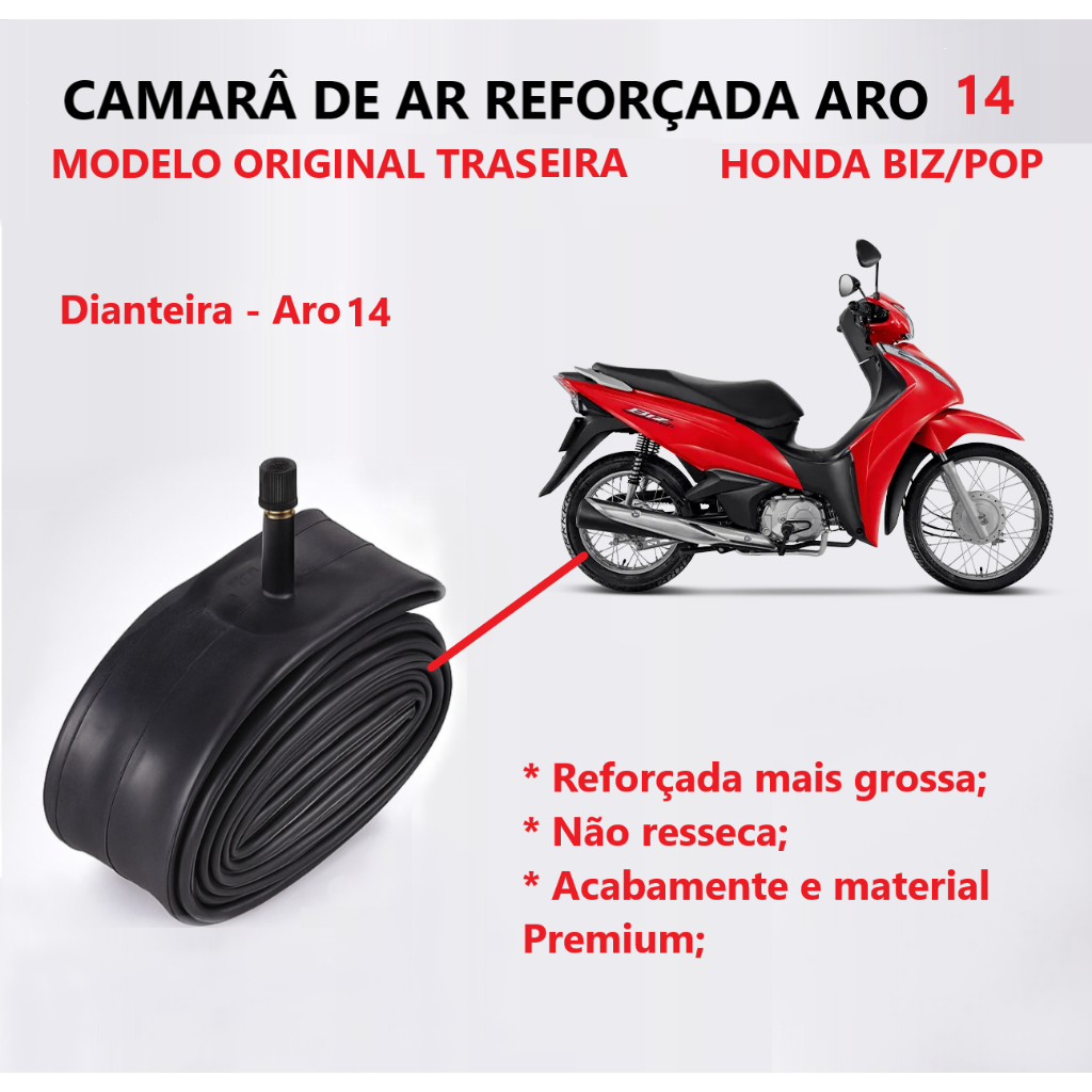 Camara Ar Traseira aro 14 Moto Modelo Original Biz 125 100 Pop Shineray Jet Phoenix Camera Premium em Oferta na Shopee