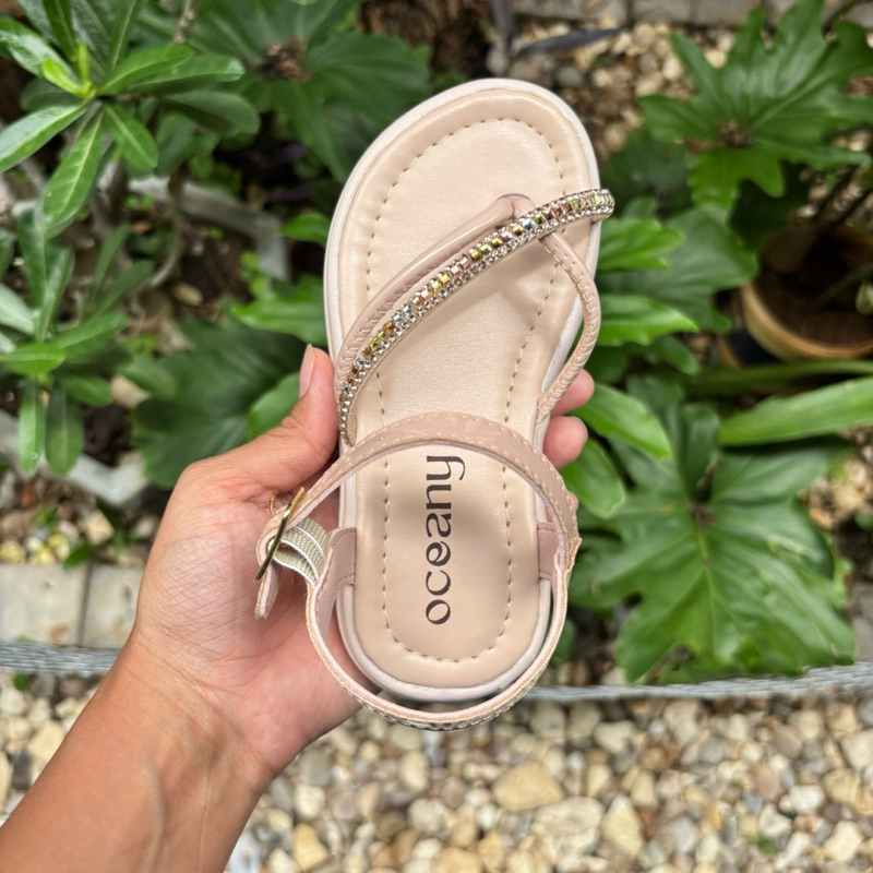 Sandália Feminina Rasteira Confortável com Strass e Brilho - Infantil e Adulto - Promoção