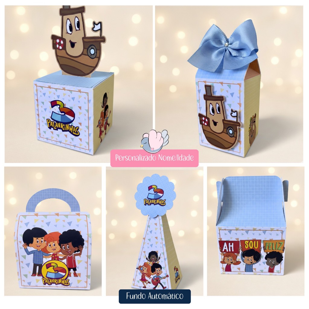 Caixinhas 3 Palavrinhas - Lembrancinhas para Decoração e Lembrancinha - Festa Infantil - Personalizados