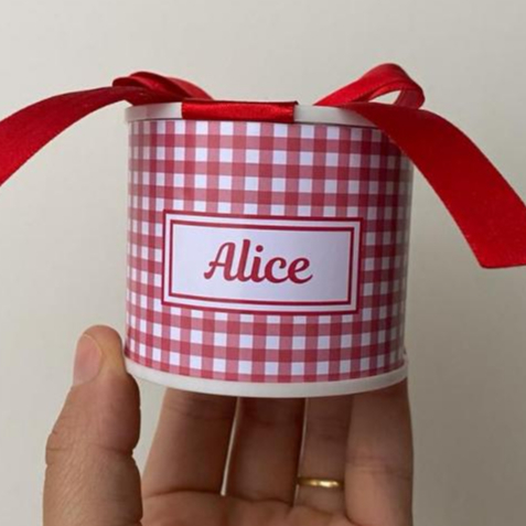 Kit Tubolatas Personalizadas 5x6 Vichy Xadrez Lembrancinha Maternidade Aniversário infantil