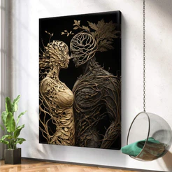 Quadro Casal Abstrato Natureza Amor MDF 110x70 Arte Moderna Decorativa