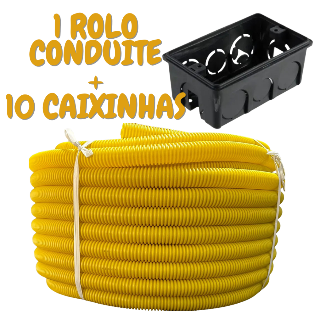 Kit 1 - 1 Rolo de Conduite + 10 Caixinhas 4x2 Preta Kit 1 - 1 Rolo de Conduite + 10 Caixinhas 4x2 Preta