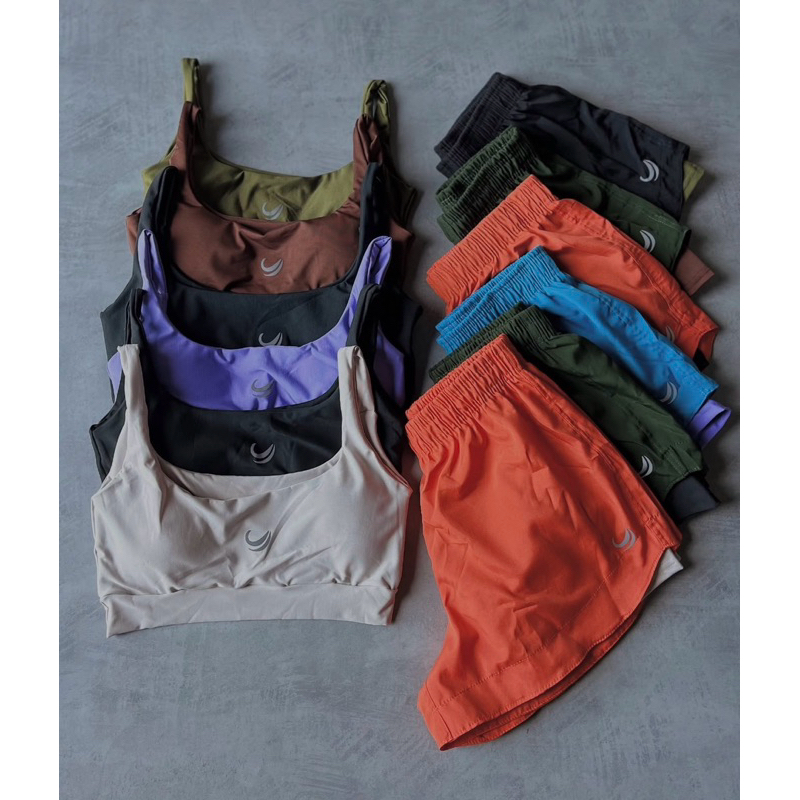 Conjunto Fitness Suplex Short Duplo Tactel e Top Com Bojo