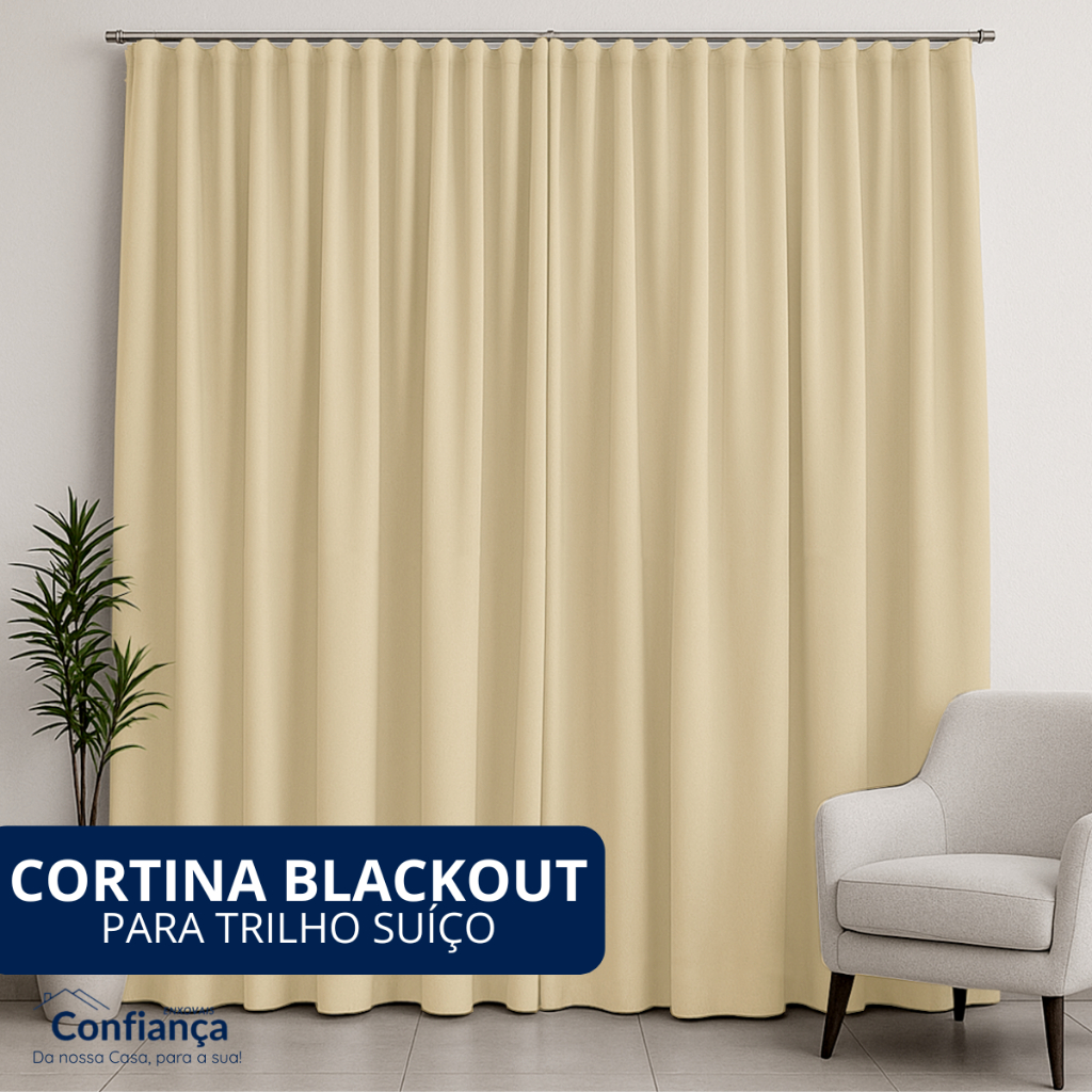 Cortina Blackout  4 Metros Modelo para Trilho Suiço - Corta Luz