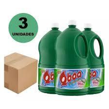 kit 3 Água Sanitária Qboa Galão 5L - Elimina 99,99% de Germes e Seguro para Frutas e Verduras