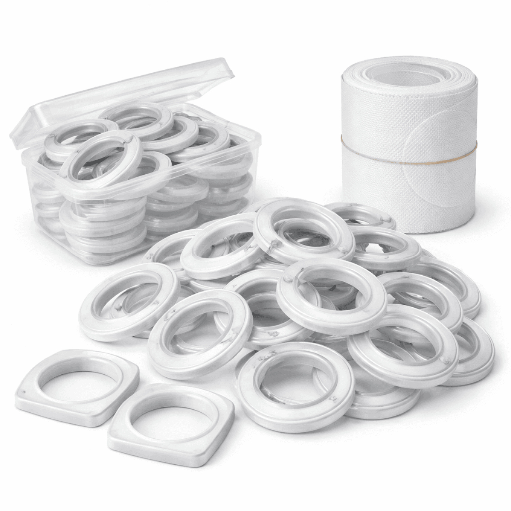 Kit Cortina 10 metros Entretela Furo + 50 Ilhós Deslizante Redondo Ilhós Argola Rodizio em Oferta na Shopee