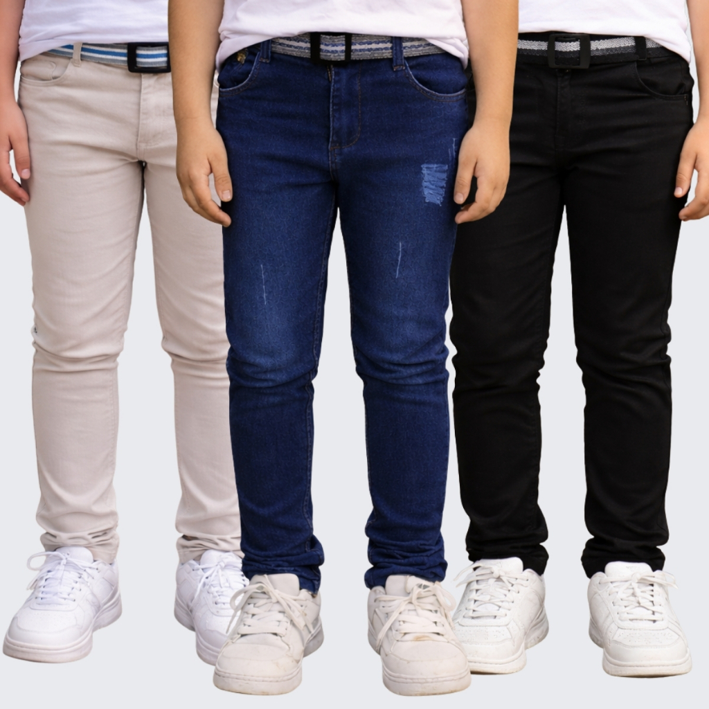 Kit 3 Calça Jeans Masculina Infantil Meninos