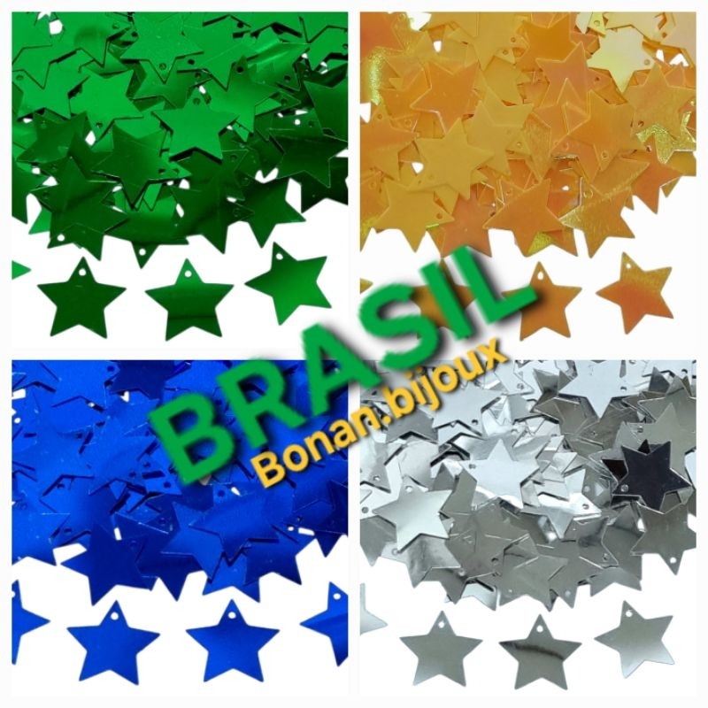 Paetê Estrela 17mm com 500/1.000 peças - Fantasias - Carnaval - Abadá - Festa - Brilho - Decoração - Customização em Oferta na Shopee