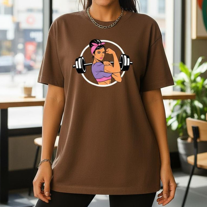 Camiseta Feminina Girl Power Treino e Academia 100% Algodão Fio 31.0 Oversized Conforto e Estilo Fit