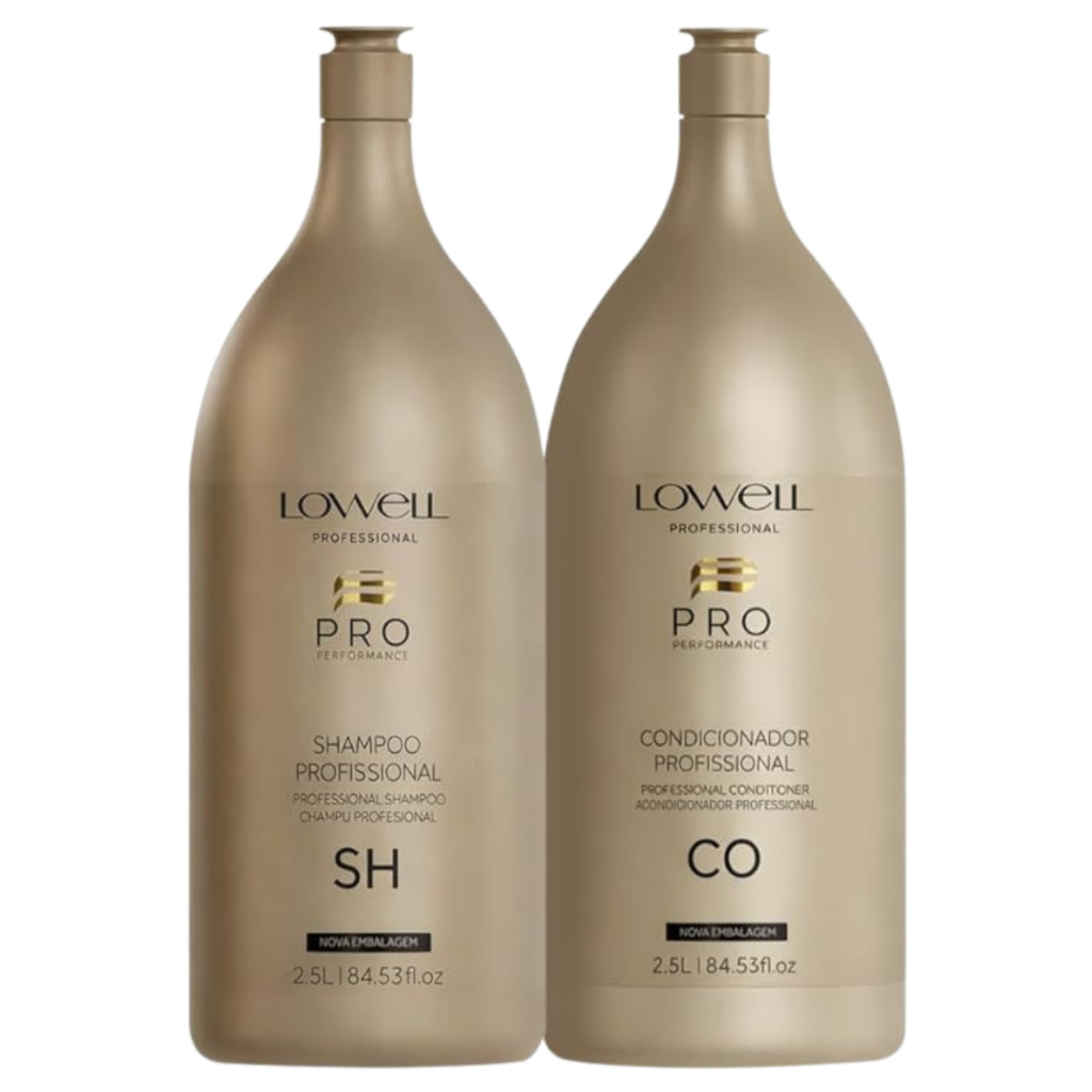 Kit Lowell Pro Performance Shampoo 2,5L + Cond 2,5L para cabelos limpos, macios e alinhados
