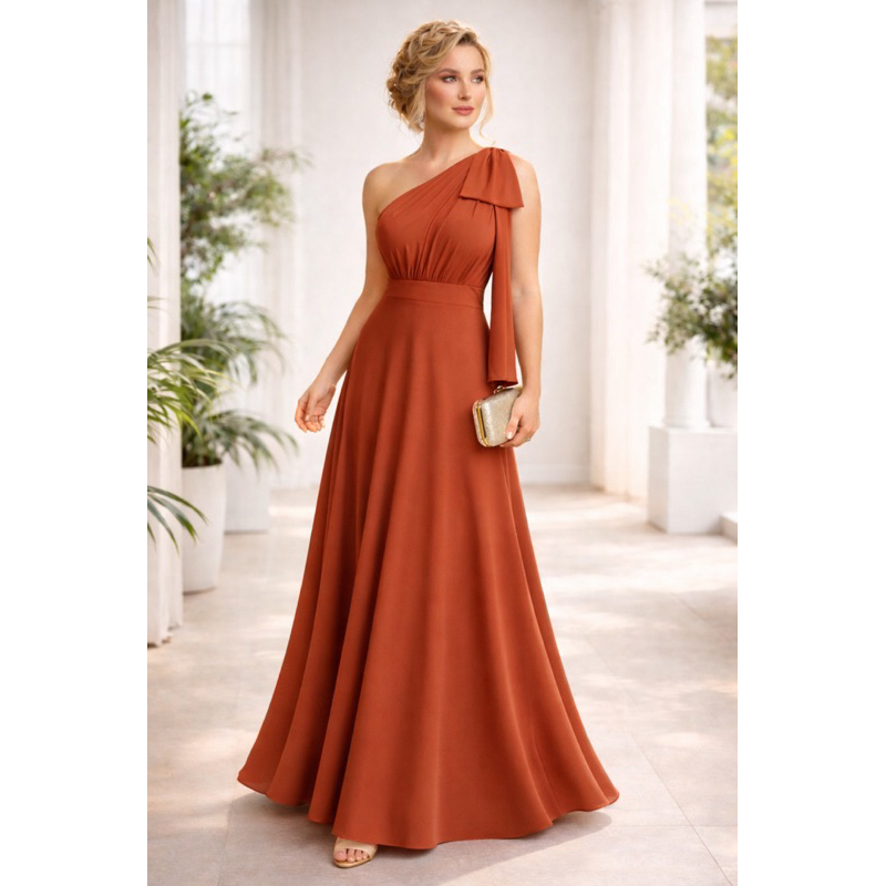 vestido para madrinha formatura ou convidadas sem brilho de um ombro com laço 14 em Oferta na Shopee