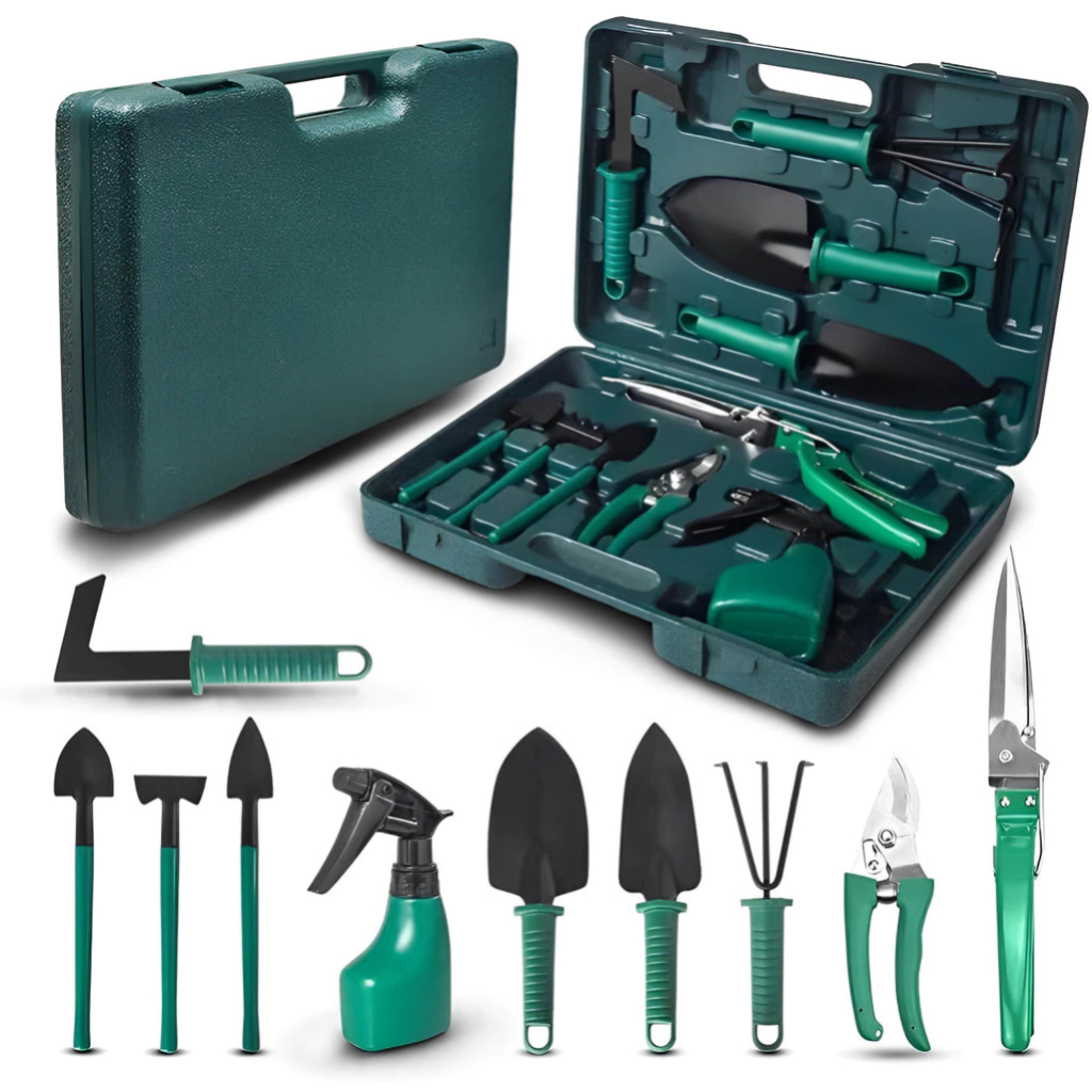 Kit Para Jardinagem 10 Peças Jogo Ferramentas Com Maleta Jardim