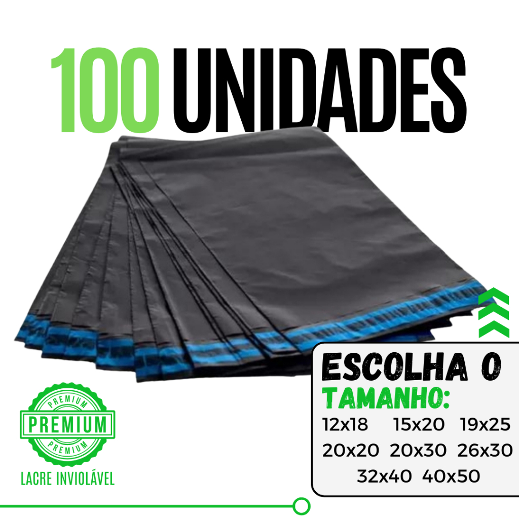 Saquinho Adesivado 100 Unidades Envelope De Segurança Aba Adesiva Embalagem Correio Ecommerce