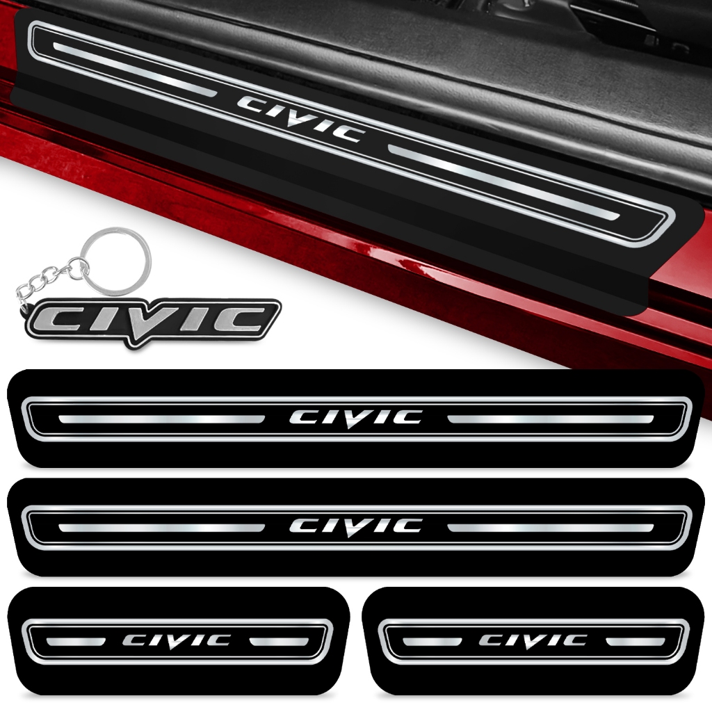 Kit 4 Adesivo Soleira Civic G9 Porta Protetor Chaveiro Autocolante