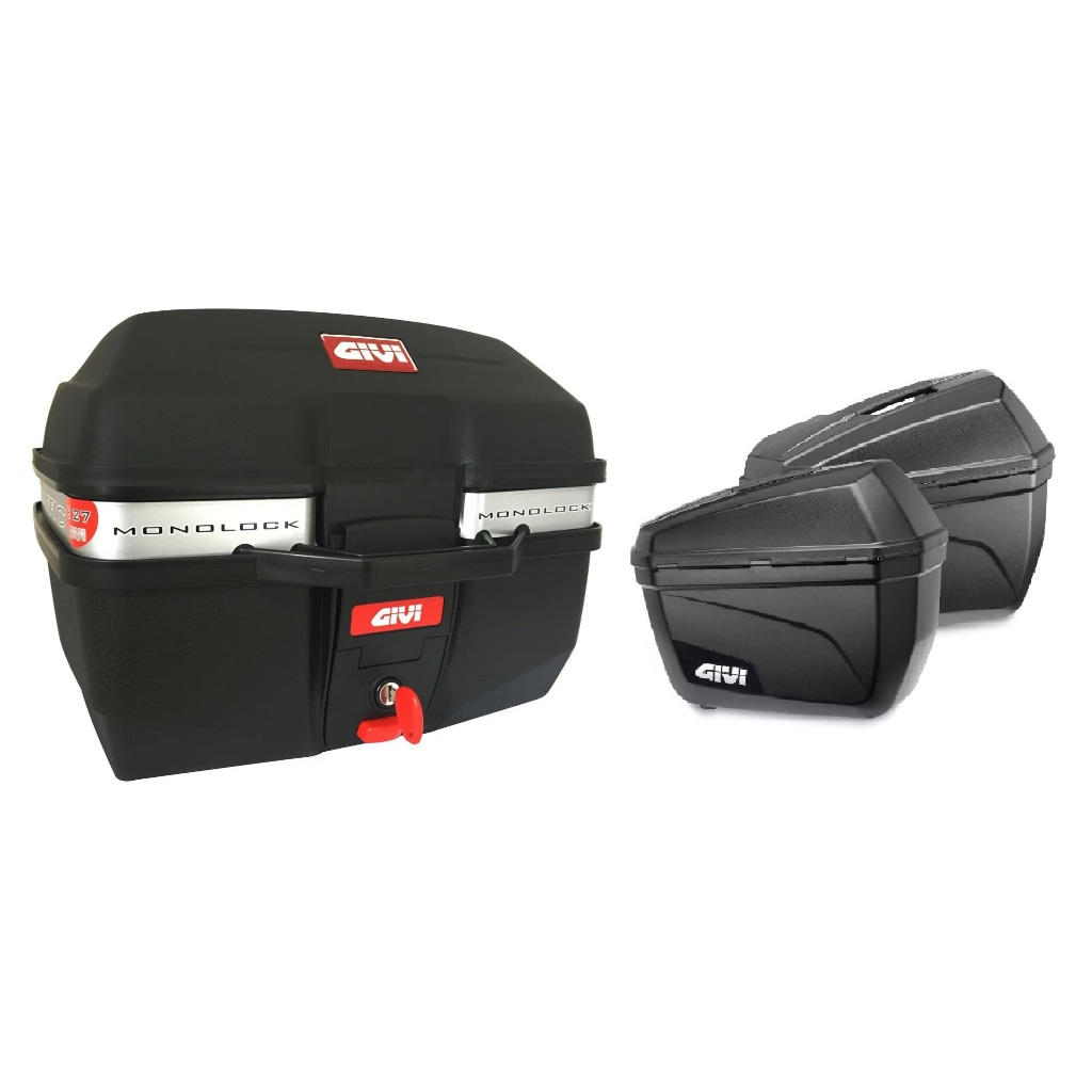 BAU Moto fazer dominar 400 27L MONOLOCK TRAFFIC E-27M + BAU 22L LATERAL E-22N GIVI XRE lander bros sahara300 gs300