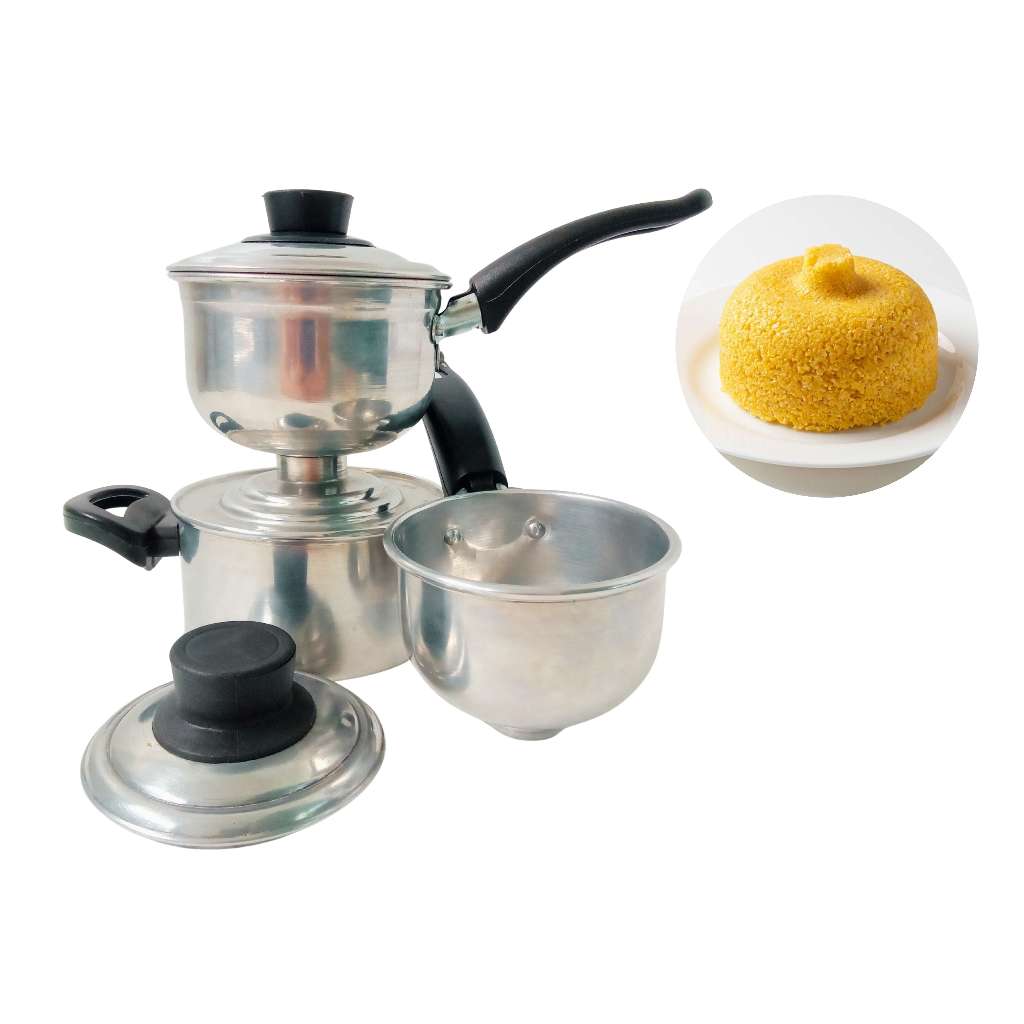 Cuscuzeira Pequena Individual Peitinho Cozinha a Vapor Alumínio Panela 2 em 1