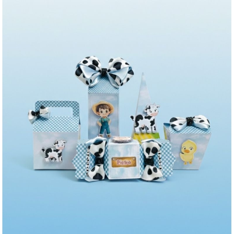 Kit festa infantil PEGUE E MONTE - Tema fazendinha azul - lembrancinha personalizada - aniversário infantil.