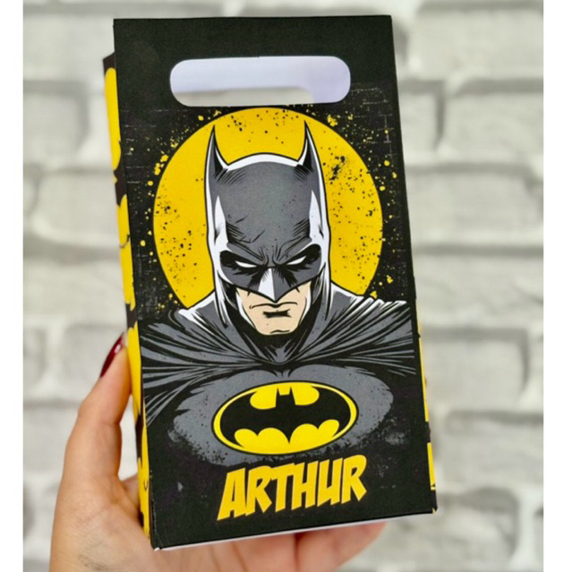 Sacolinha Batman Personalizada- Sacola Pequena Surpresa De Papel Batman - Festa do Batman