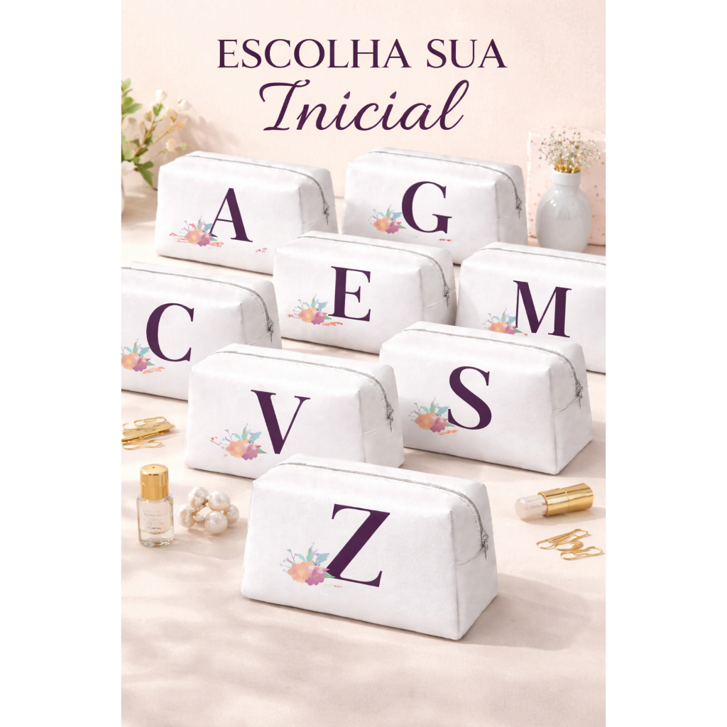 Necessaire organizador de bolsa personalizado iniciail