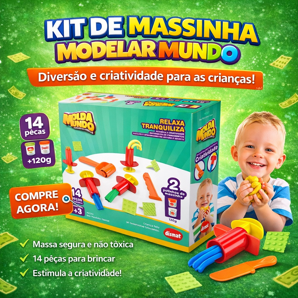 Kit Massinha De Modelar Criativa Box Masa Caixa16 Peças - Massinha Dismat Mk301 em Oferta na Shopee