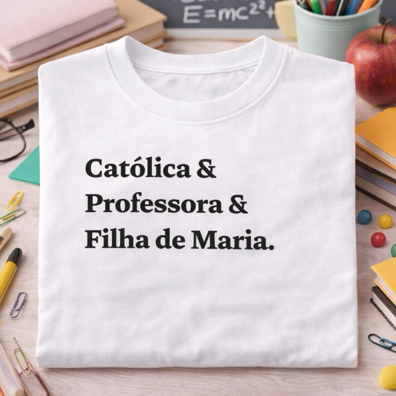 Camiseta 100% Algodão Católica & Profissões Blusa dia a dia em Oferta na Shopee