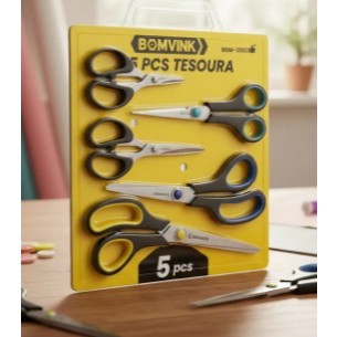 Tesouras Bomvink Preto- Kit com 5 Tesouras — imagem 2 de 2