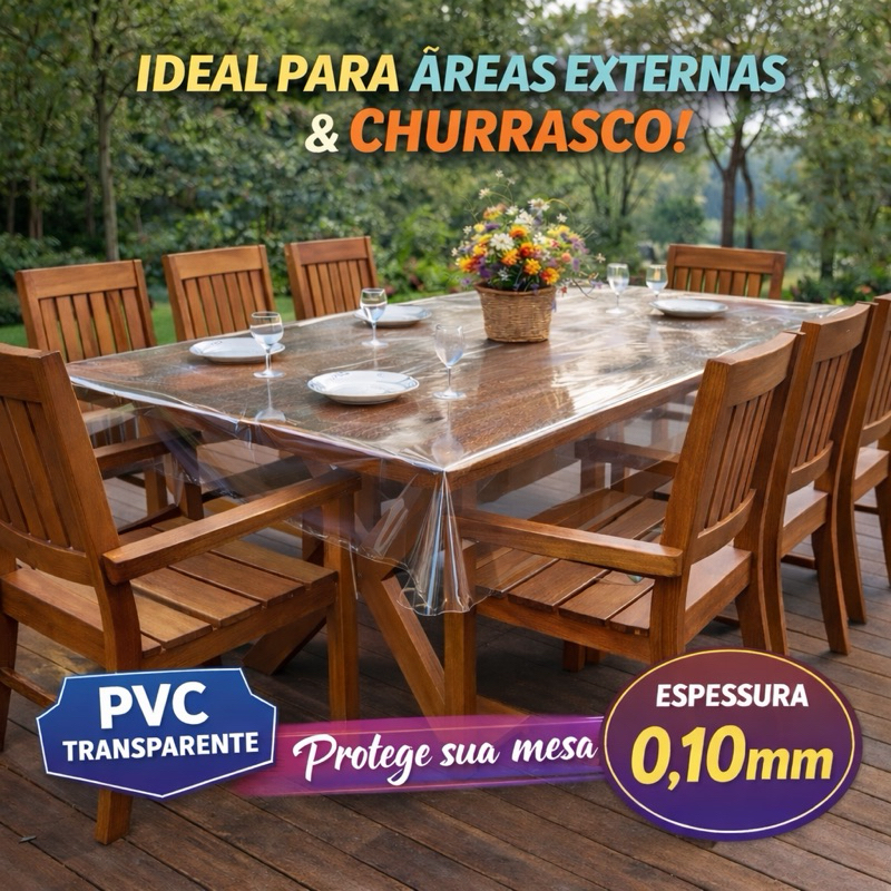 Toalha de Mesa Transparente 2,00m x 1,40m Impermeável Premium – WM Capas