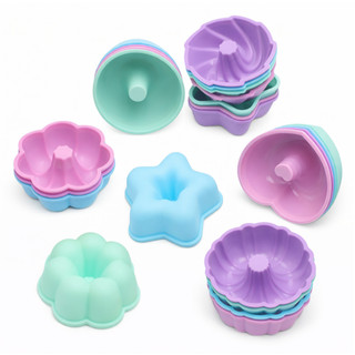 Formas de Silicone Coloridas Bolo Muffin Cupcake Pudim Donuts Kit 6 Unidades Forminhas Molde