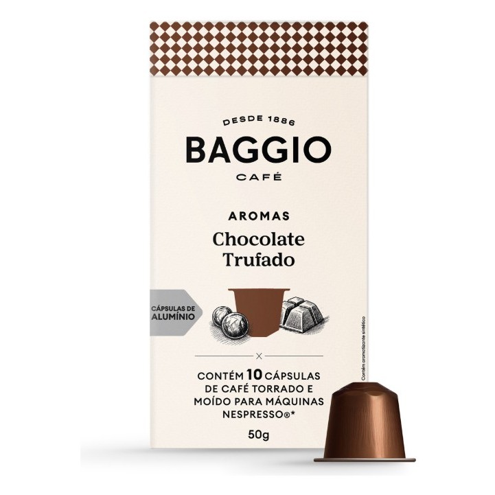Café Baggio Aroma Chocolate Trufado Cápsulas Nespresso 10 Unidades em Oferta na Shopee
