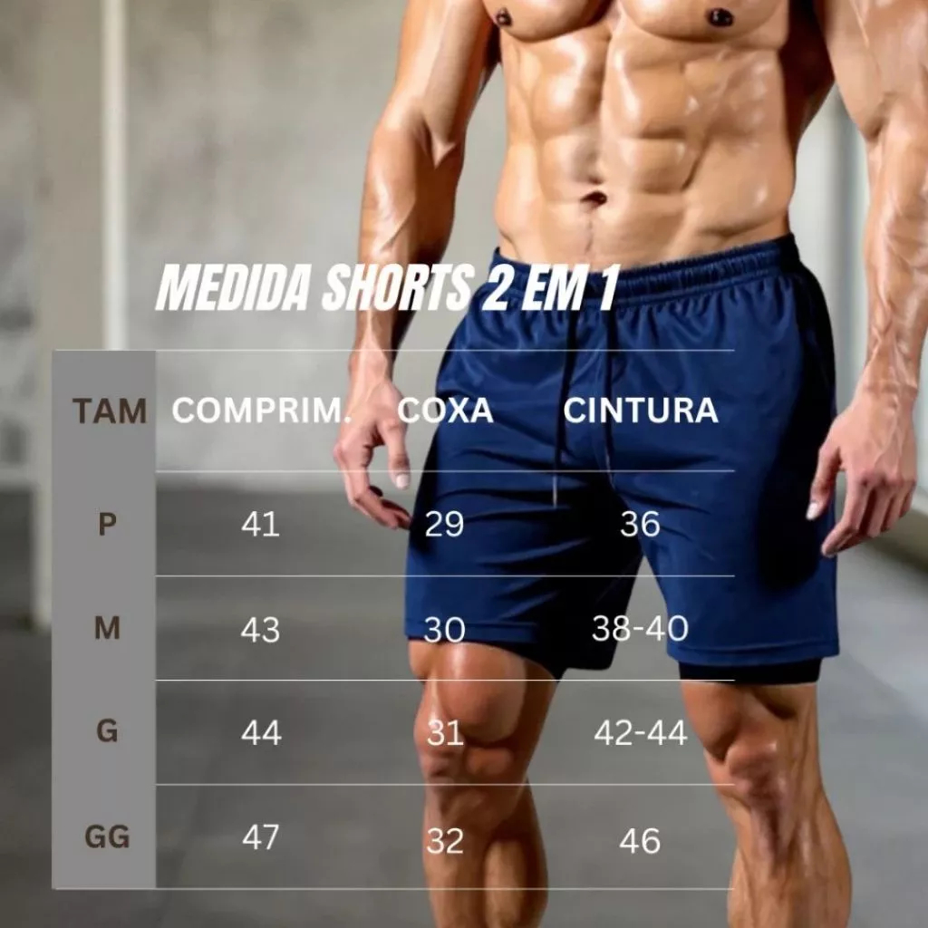 Kit 3 Shorts 2 em 1 Masculino Dry Fit com Bolso Academia Corrida Treino Linha Premium
