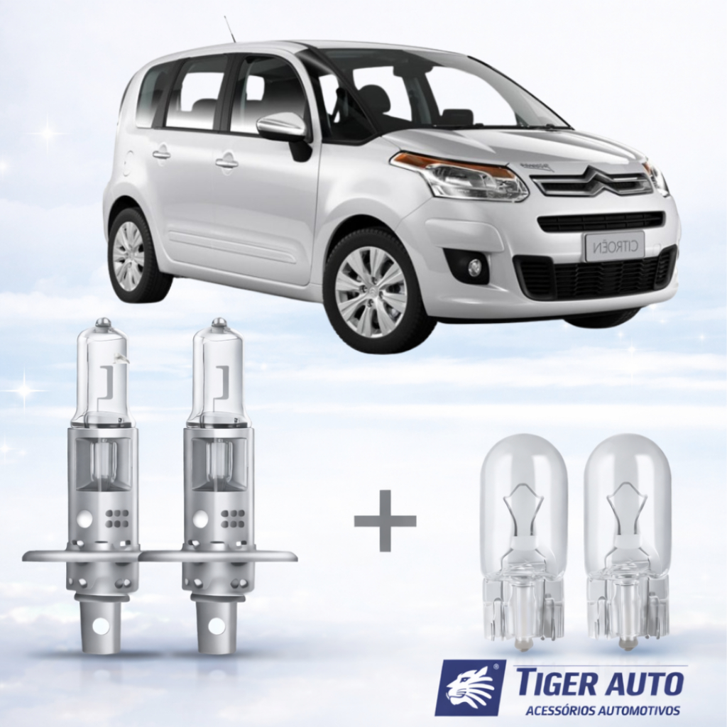 Lampada farol ALTO + LANTERNA CITROEN C3 PICASSO 2009 ATÉ 2016