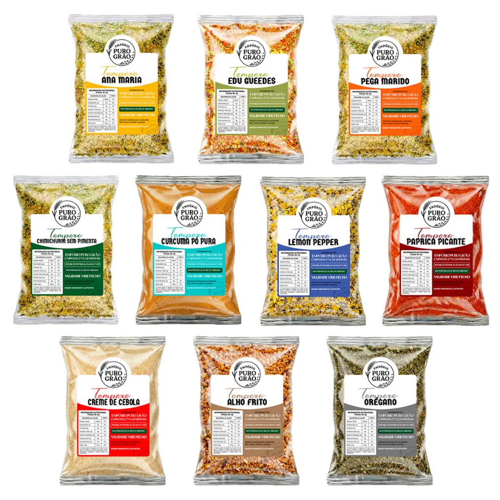 Temperos Gourmet 10 Unidades Empório Puro Grão Linha Completa Edu Guedes Pega marido Ana Maria Chimichurri Lemon Pepper