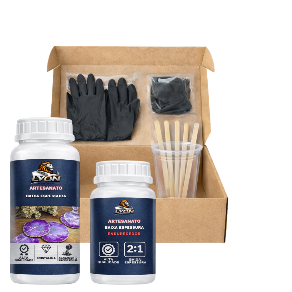 Kit Iniciante Resina Epóxi Artesanato 300g + Copo + Palito + Luva + Máscara