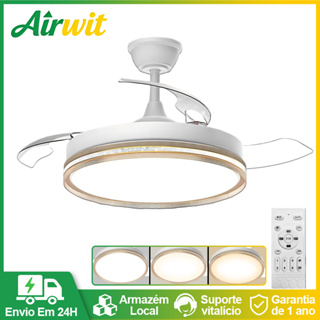 Ventilador de Teto Dourado com Luz LED Controle Remoto Silencioso Pás Retráteis 6 Velocidades em Oferta na Shopee