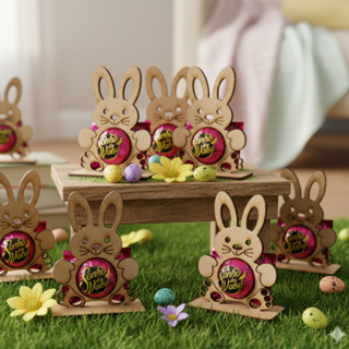 Kit 20 Lembranças Porta Bombom Coelho Da Páscoa Mdf Cru em Oferta na Shopee