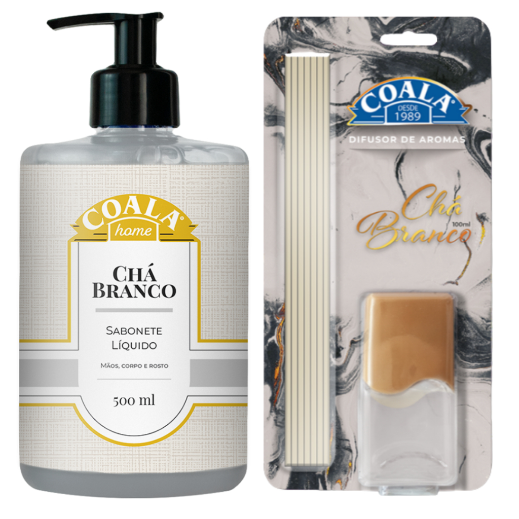 Kit Coala Chá Branco 2 itens Difusor e Sabonete Cheiro Lar Banheiro Casa