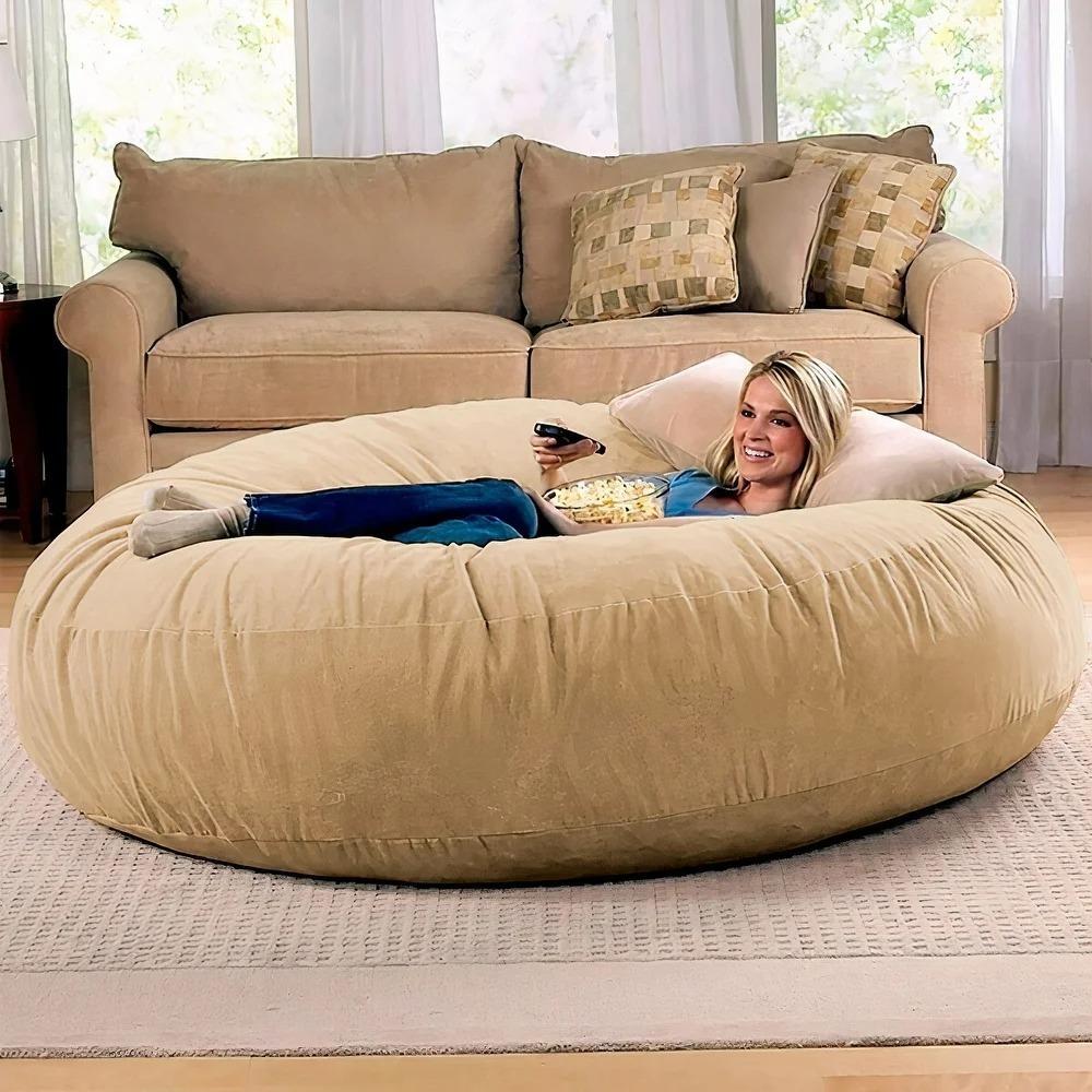 Puff Redondo Gigante Conforto Premium para Inverno Suede Macio Para infantil/adulto - Sem enchimento