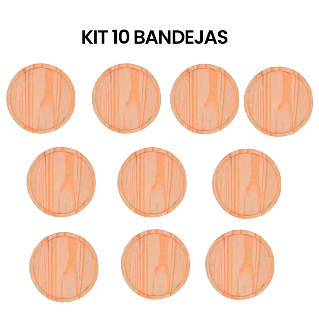 KIT 10 Bandejas de Madeira Natural Redonda para Forma de  Pizza 30cm, Cozinha, Pizzarias