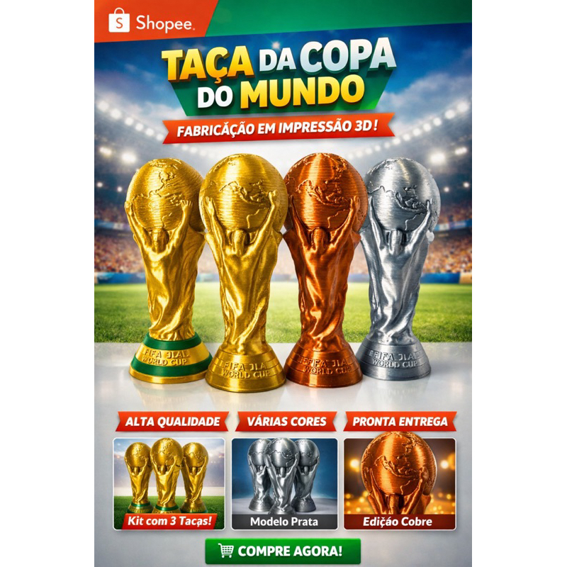 Taça Copa do Mundo Decorativa 18cm