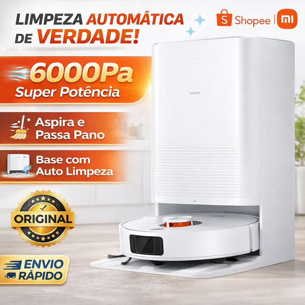 Robô Aspirador X20 Pro 7000Pa Com Base Auto Limpeza Mop Passa Pano Mapeamento - ENVIO RÁPIDO