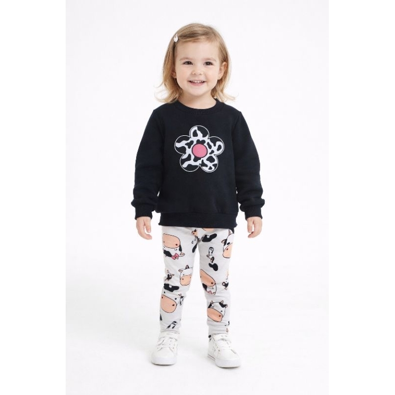 Conjunto de Moletom com Calça Cotton Legging tam.1 até 6 anos em Oferta na Shopee