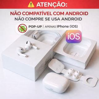 Fone de Ouvido Sem Fio Airpods PRO3 Com Cancelamento De Ruído Bluetooth  Pop-Up para iOS  E Android