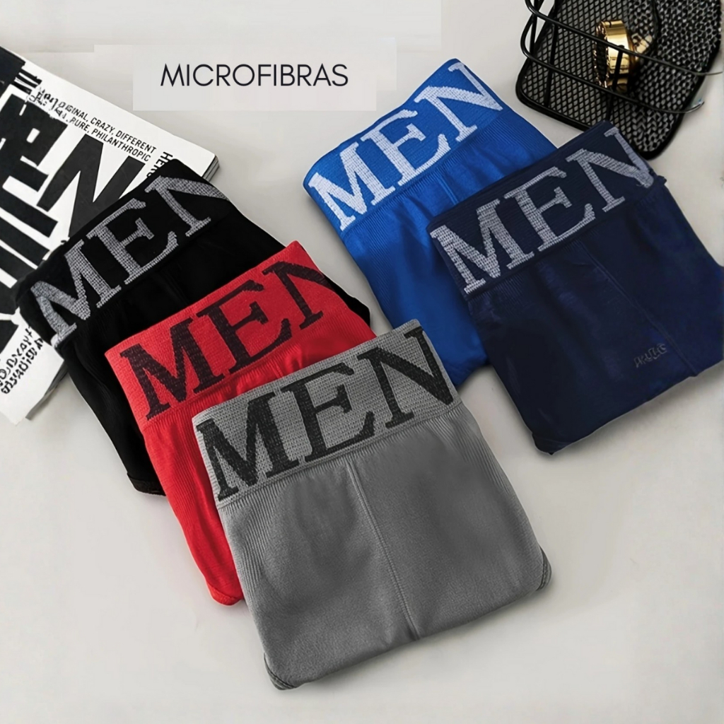 Kit 10 Cuecas Boxer Masculina MEN Microfibra Confortável Sem Costura Cintura Elástica Premium Multicor